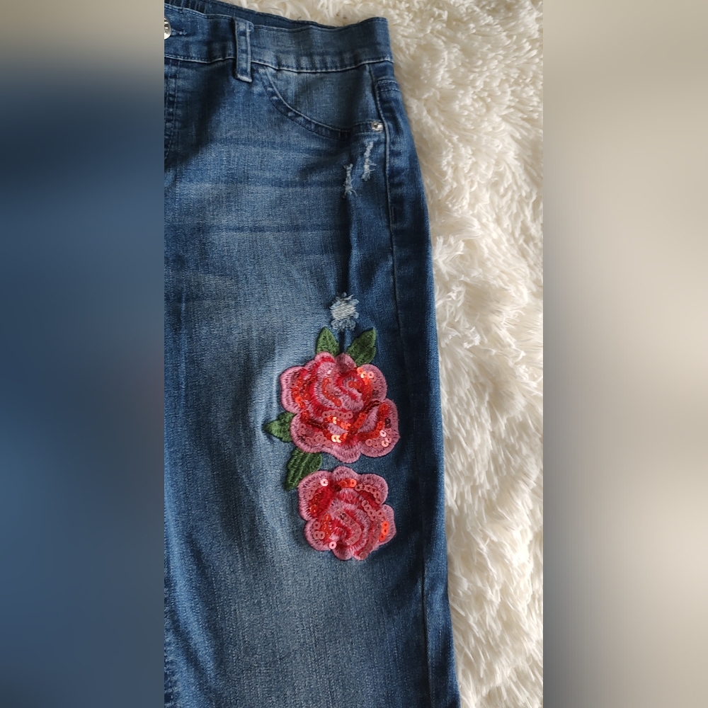 Justice Women's Blue Skinny Jeans Legging Pull On - Picture 3 of 6